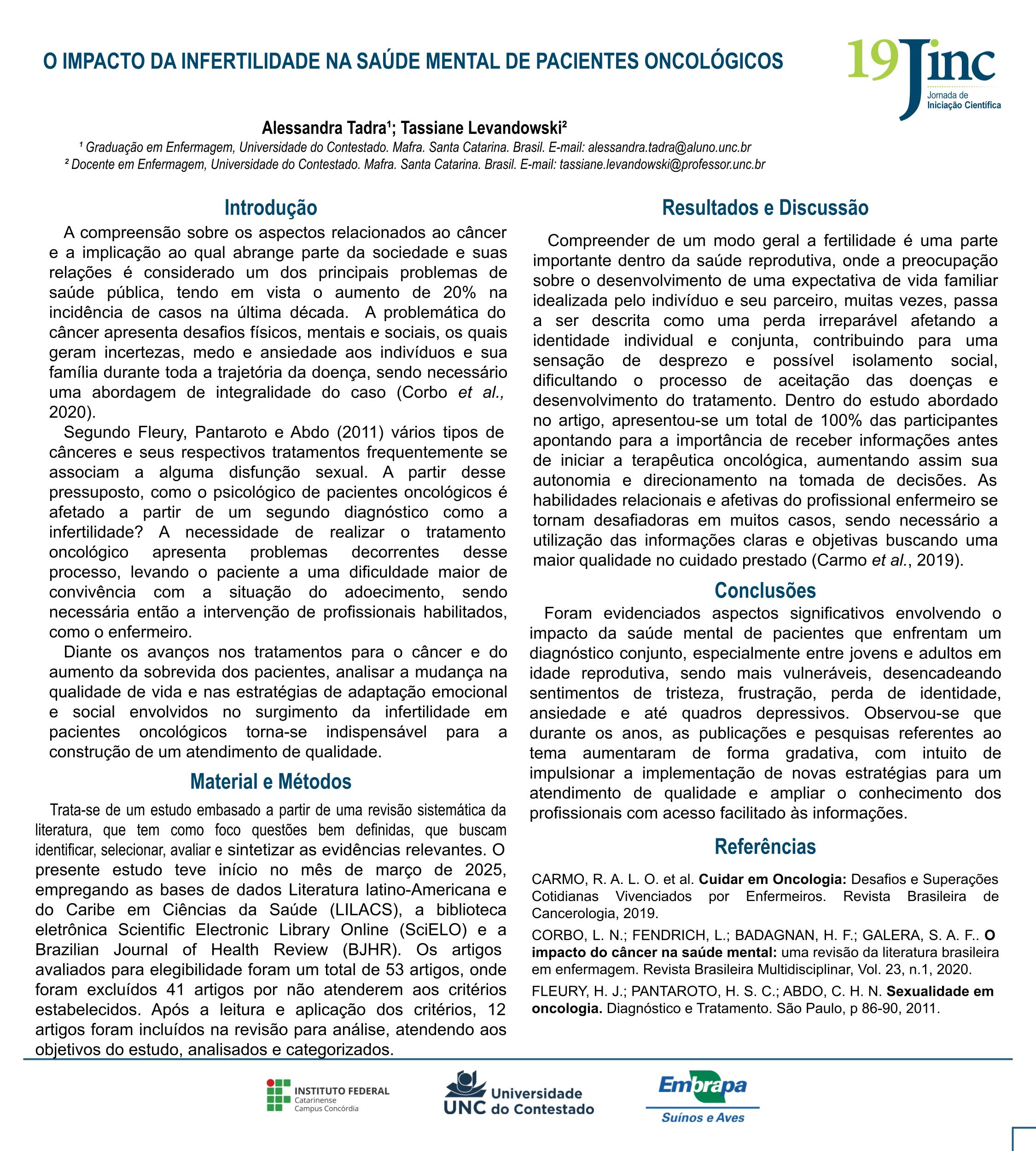 O IMPACTO DA INFERTILIDADE NA SAÚDE MENTAL DE PACIENTES ONCOLÓGICOS